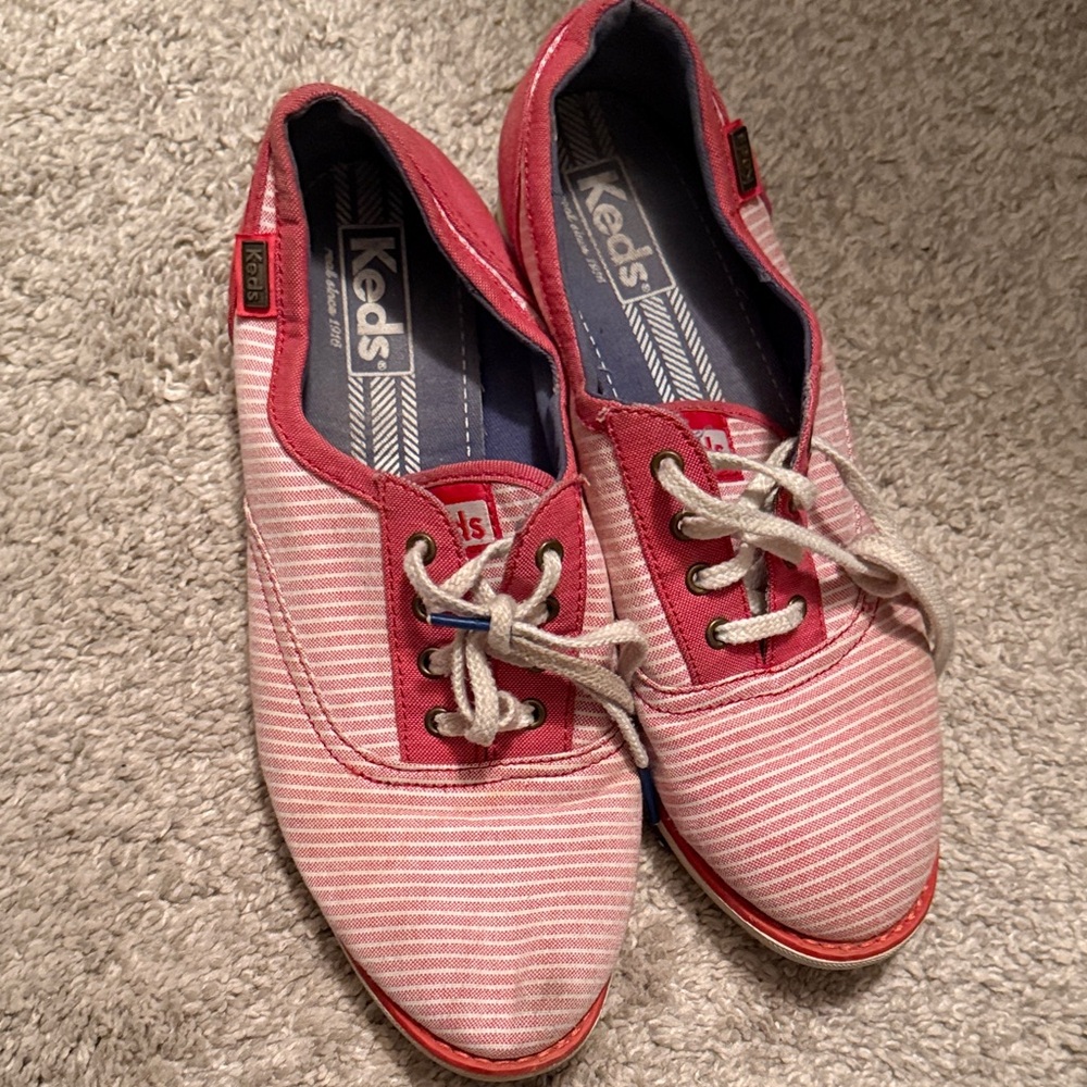 Keds Pink and White Striped Casual Shoes
